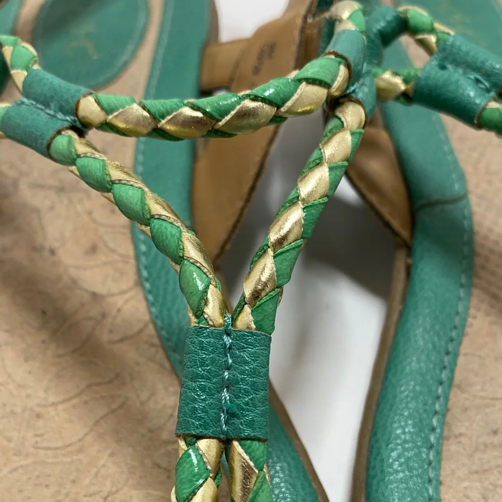b.o.c. Born Concept Boho Braided Teal and Gold Sandals Size 9